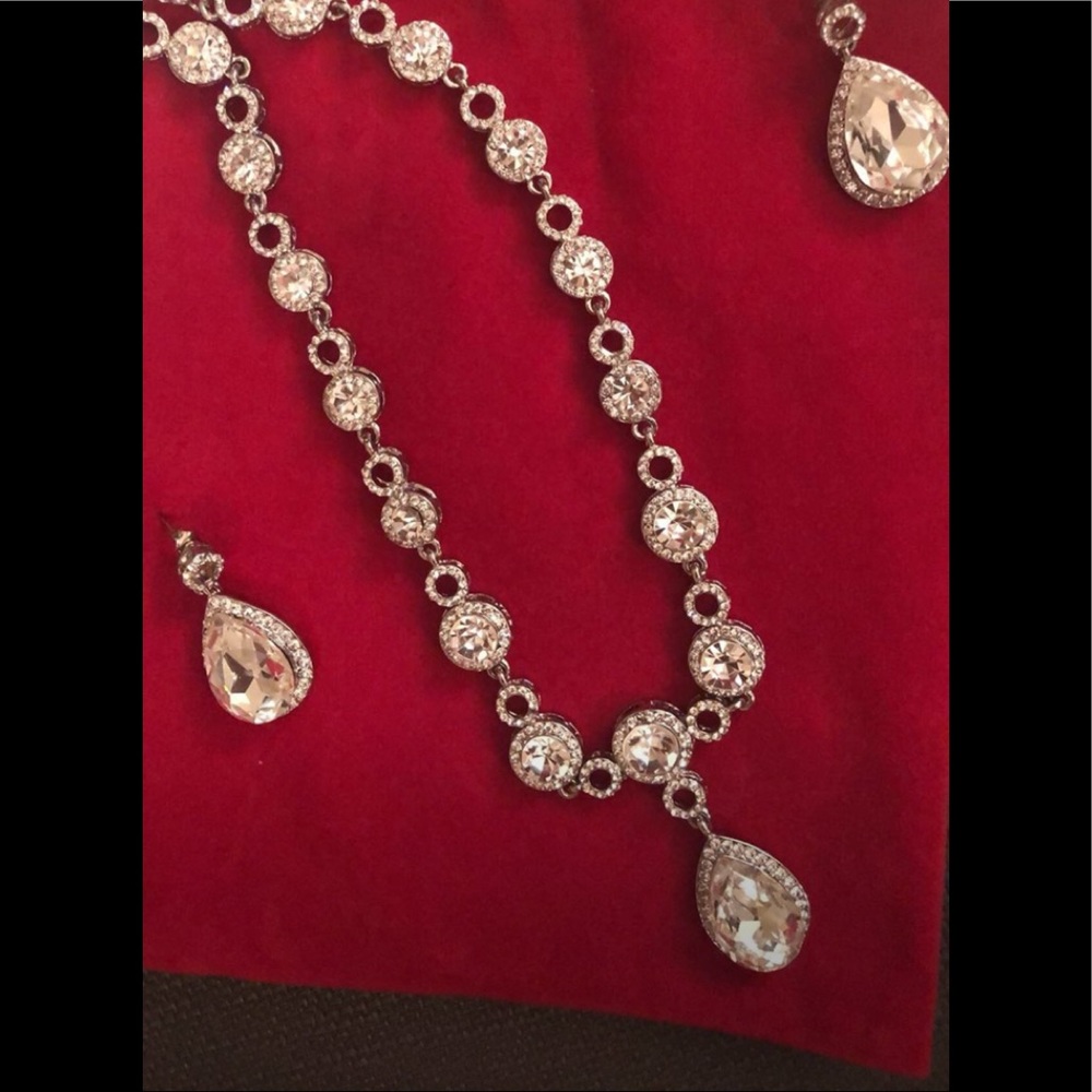 Rhinestone Bridal Necklace/Earring Set